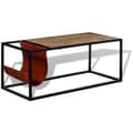 Miniatyrbillede 5 af 10: vidaXL sofabord med ægte læder magasinholder 110x50x45 cm -  Sofaborde