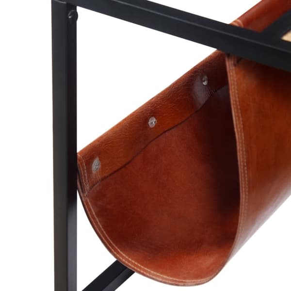 vidaXL sofabord med ægte læder magasinholder 110x50x45 cm - Sofaborde