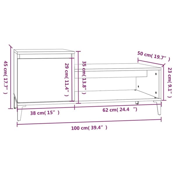 vidaXL sofabord 100x50x45 cm konstrueret træ hvid - Sofaborde