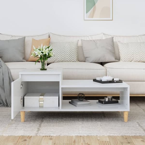 vidaXL Sohvapöytä korkeakiilto valkoinen 100x50x45 cm tekninen puu - Kahvipöydät