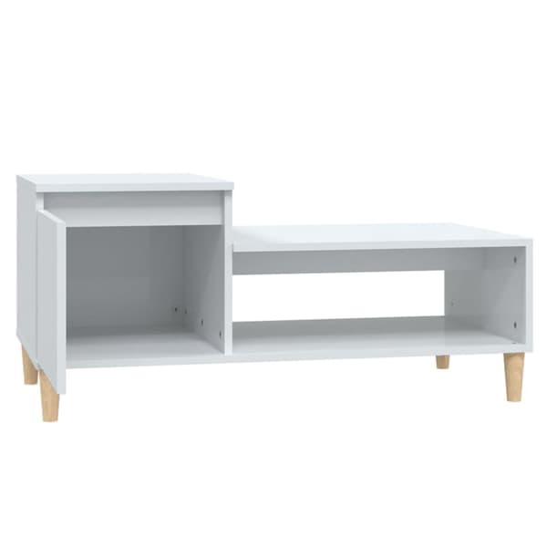 vidaXL Sohvapöytä korkeakiilto valkoinen 100x50x45 cm tekninen puu - Kahvipöydät