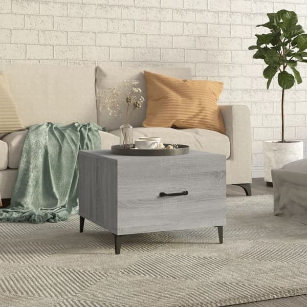 vidaXL sofabord med metalben 50x50x40 cm grå sonoma-eg -  Sofaborde