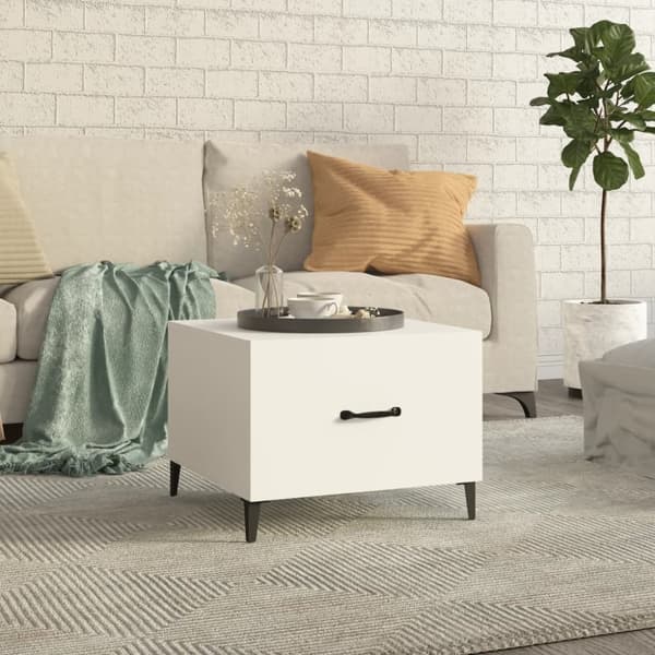 vidaXL Soffbord med metallben vit 50x50x40 cm - Soffbord