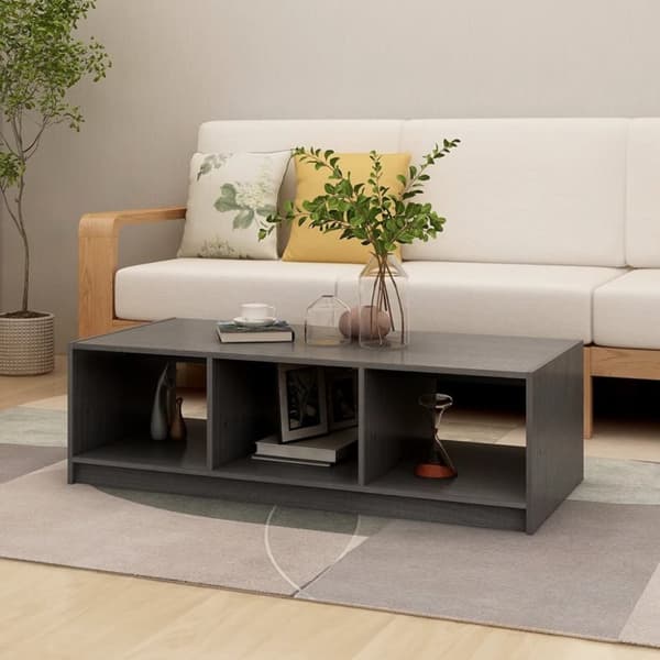 vidaXL Soffbord grå 110x50x34 cm massiv furu - Soffbord
