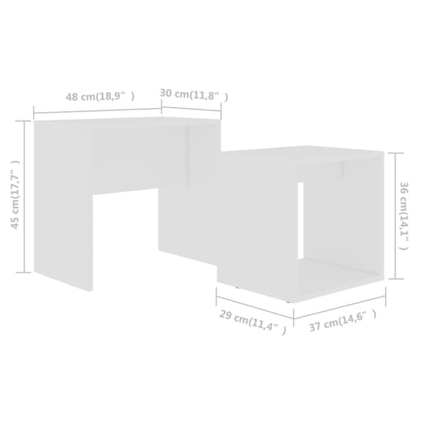 vidaXL sofabordssæt 48x30x45 cm konstrueret træ hvid -  Sofaborde