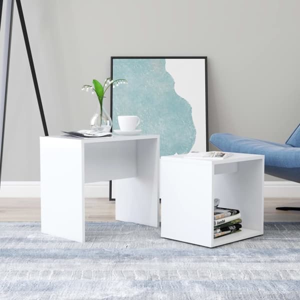 vidaXL sofabordssæt 48x30x45 cm konstrueret træ hvid -  Sofaborde