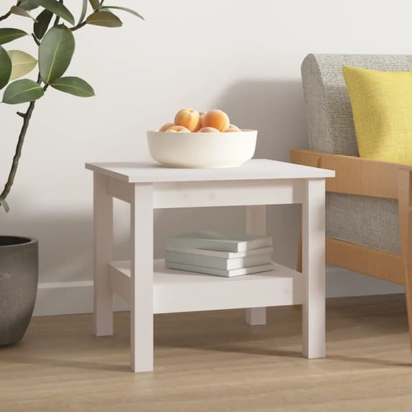 vidaXL sofabord 45x45x40 cm massivt fyrretræ hvid - Sofaborde
