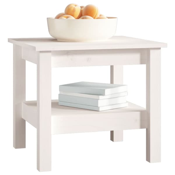 vidaXL sofabord 45x45x40 cm massivt fyrretræ hvid - Sofaborde