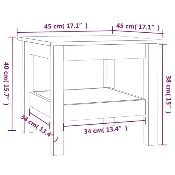 vidaXL sofabord 45x45x40 cm massivt fyrretræ hvid - Sofaborde