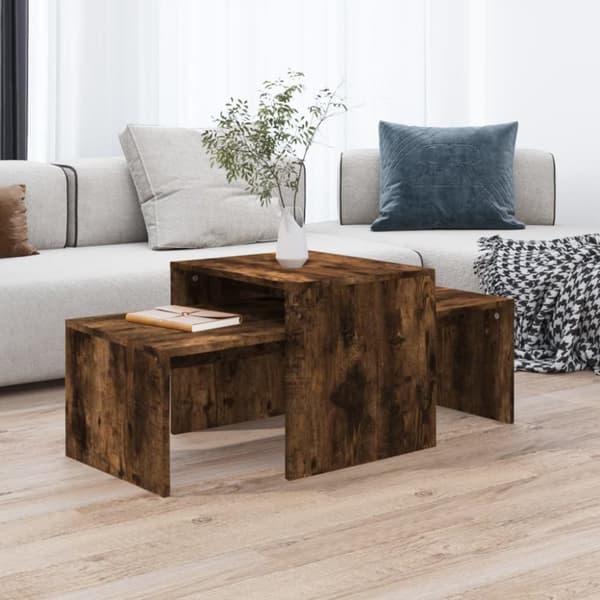 vidaXL Sohvapöytäsarja savutammi 100x48x40 cm tekninen puu -  Kahvipöydät
