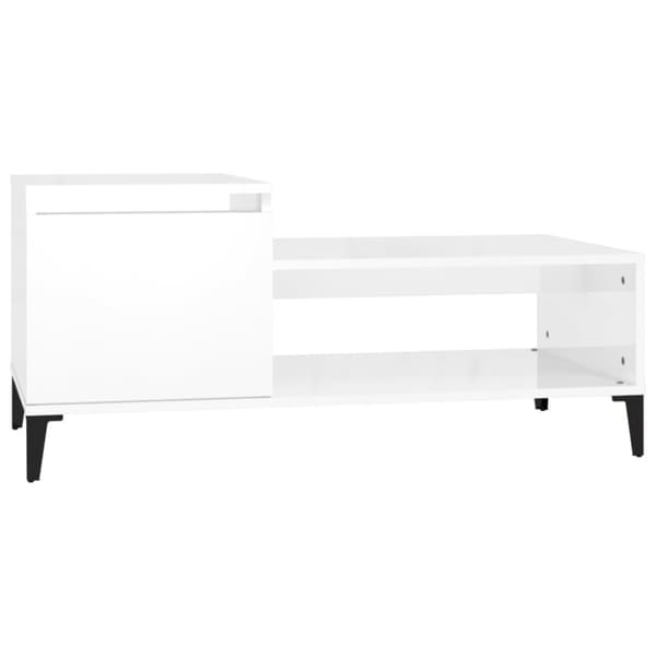 vidaXL sofabord 100x50x45 cm konstrueret træ hvid højglans - Sofaborde