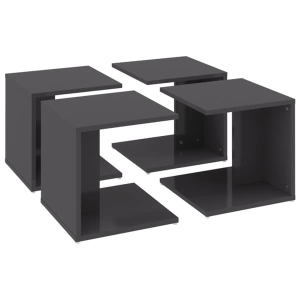vidaXL Sohvapöydät 4 kpl korkeakiilto harmaa 33x33x33 cm tekninen puu -  Kahvipöydät