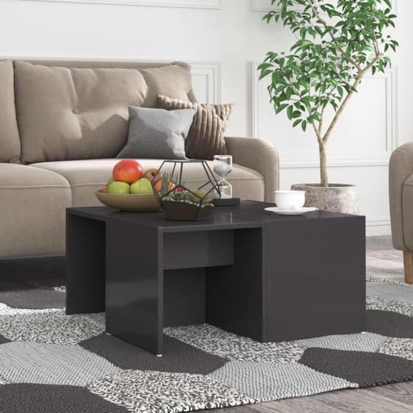 vidaXL Sohvapöydät 4 kpl korkeakiilto harmaa 33x33x33 cm tekninen puu -  Kahvipöydät