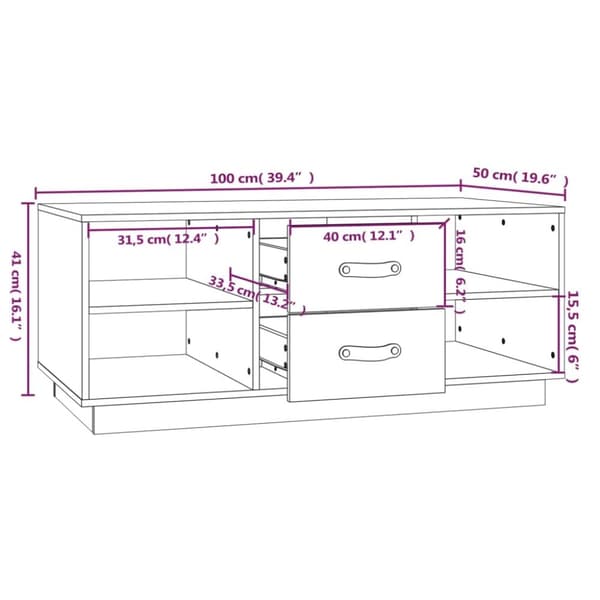 vidaXL Soffbord vit 100x50x41 cm massiv furu - Soffbord