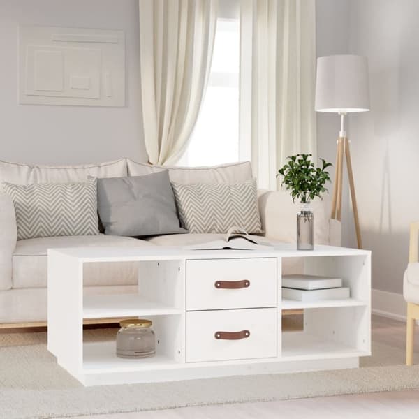 vidaXL Soffbord vit 100x50x41 cm massiv furu - Soffbord