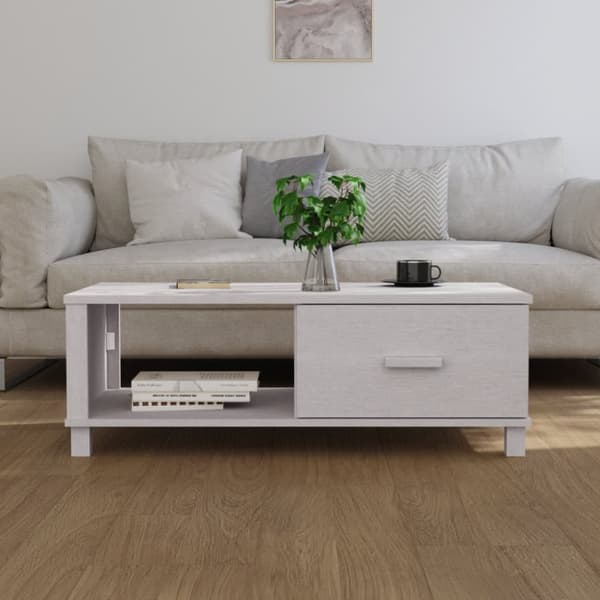 vidaXL sofabord HAMAR 100x55x35 cm massivt fyrretræ hvid - Sofaborde