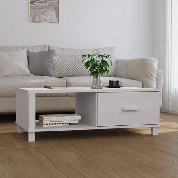 vidaXL sofabord HAMAR 100x55x35 cm massivt fyrretræ hvid - Sofaborde