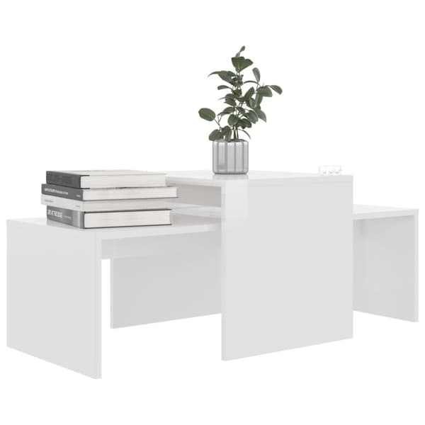vidaXL Soffbord set vit högglans 100x48x40 cm konstruerat trä - Soffbord
