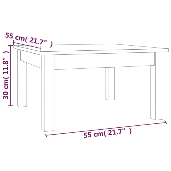 vidaXL sofabord 55x55x30 cm massivt fyrretræ -  Sofaborde