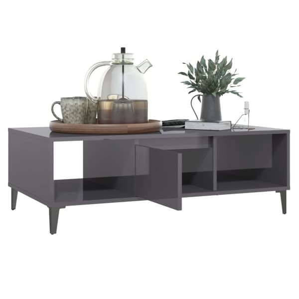 vidaXL Soffbord grå högglans 103,5x60x35 cm spånskiva -  Soffbord