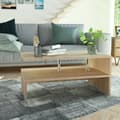 Miniatyrbillede 5 af 7: vidaXL sofabord spånplade 90 x 59 x 42 cm egetræ -  Sofaborde