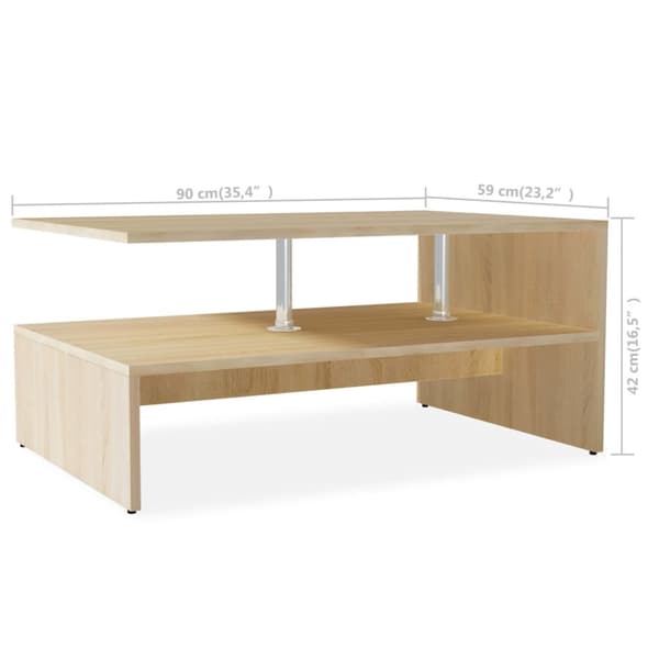 vidaXL sofabord spånplade 90 x 59 x 42 cm egetræ - Sofaborde