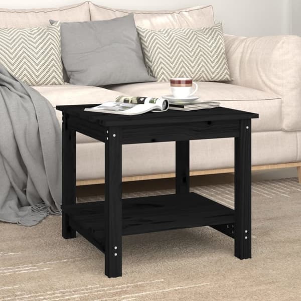 vidaXL Soffbord svart 50x50x45 cm massivt furu - Soffbord