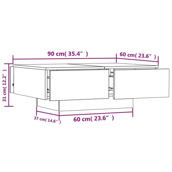vidaXL Sohvapöytä betoninharmaa 90x60x31 cm tekninen puu -  Kahvipöydät
