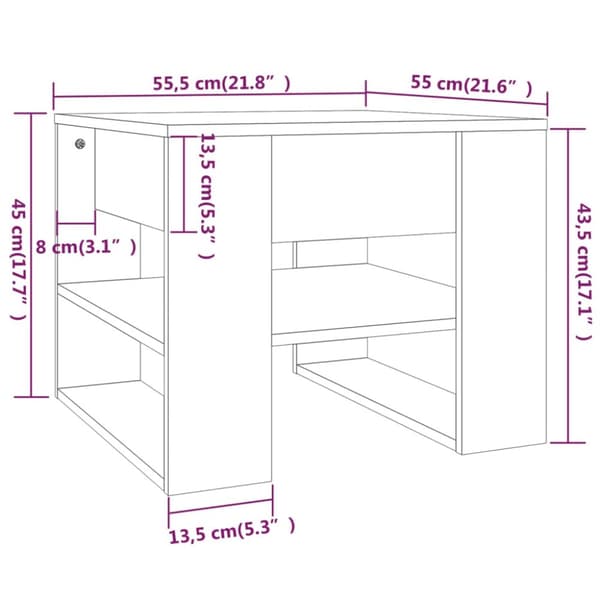 vidaXL Soffbord svart 55,5x55x45 cm konstruerat trä - Soffbord
