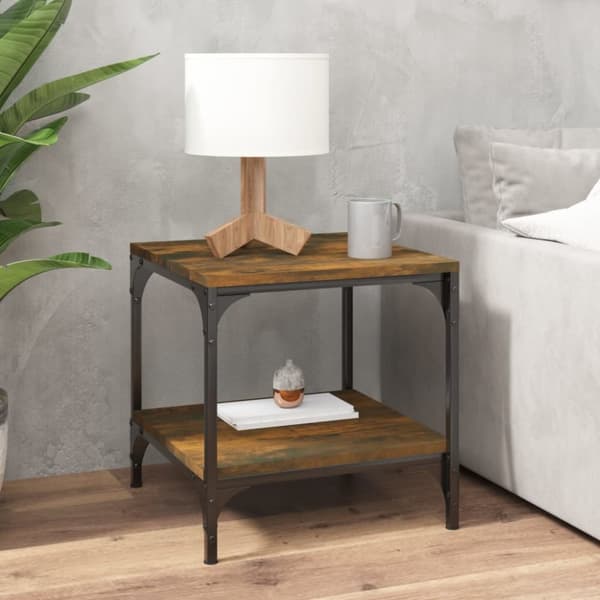 vidaXL sideborde 2 stk. 40x40x40 cm konstrueret træ røget egetræsfarve - Sofaborde