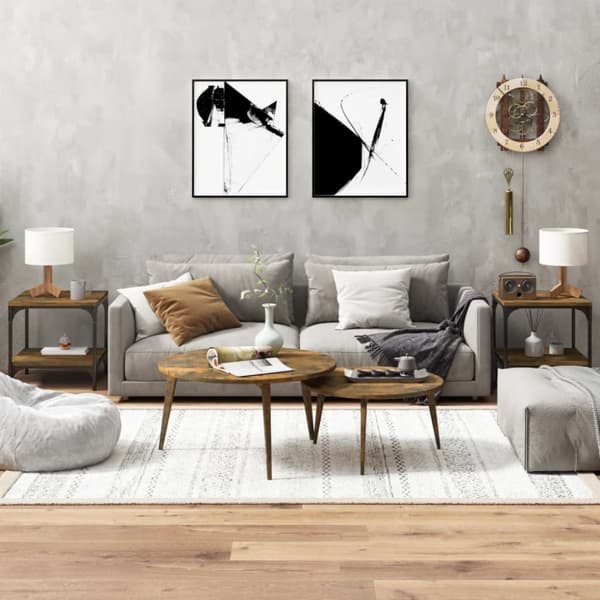 vidaXL sideborde 2 stk. 40x40x40 cm konstrueret træ røget egetræsfarve - Sofaborde