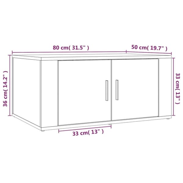 vidaXL Soffbord vit högglans 80x50x36 cm konstruerat trä - Soffbord
