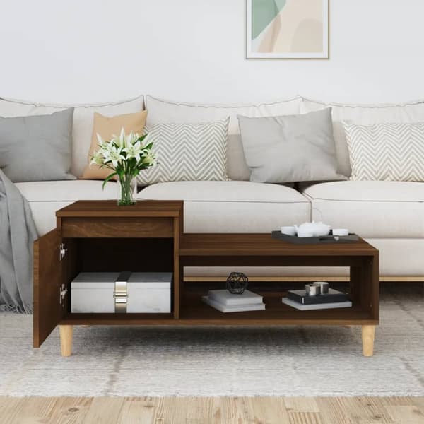 vidaXL sofabord 100x50x45 cm konstrueret træ brun egetræsfarve - Sofaborde