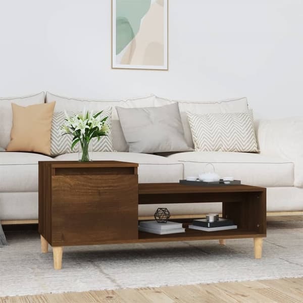 vidaXL sofabord 100x50x45 cm konstrueret træ brun egetræsfarve -  Sofaborde