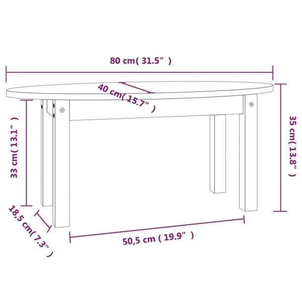vidaXL sofabord 80x40x35 cm massivt fyrretræ grå - Sofaborde