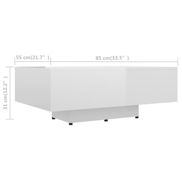 vidaXL sofabord 85x55x31 cm konstrueret træ hvid højglans - Sofaborde