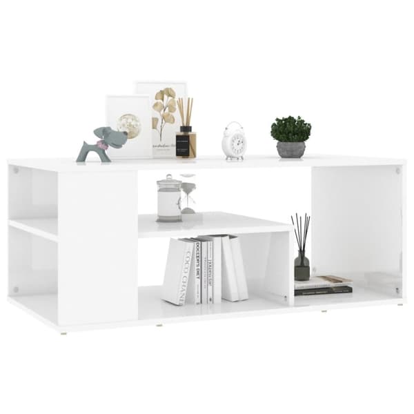 vidaXL Soffbord vit högglans 100x50x40 cm spånskiva - Soffbord