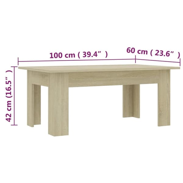 vidaXL sofabord 100x60x42 cm konstrueret træ sonoma-eg - Sofaborde