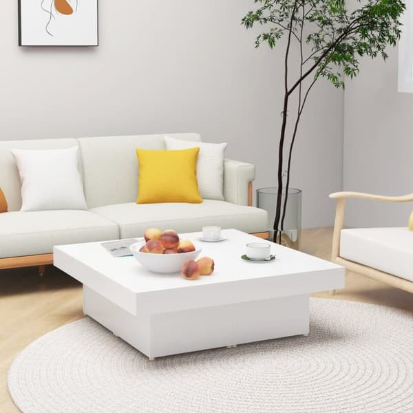 vidaXL Soffbord vit 90x90x28 cm konstruerat trä -  Soffbord