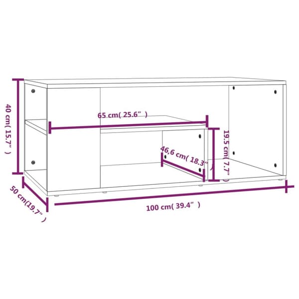 vidaXL sofabord 100x50x40 cm konstrueret træ brun egetræsfarve - Sofaborde
