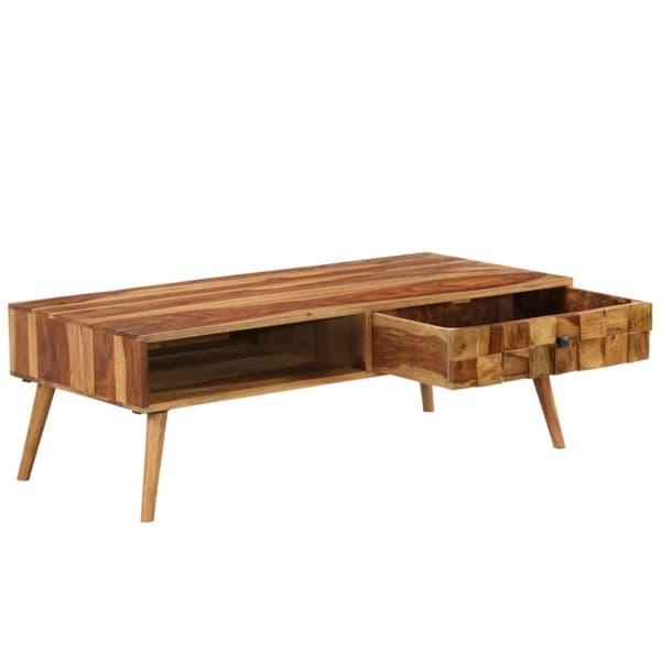 vidaXL Soffbord massivt sheshamträ med honungsfinish 110x50x37 cm - Soffbord