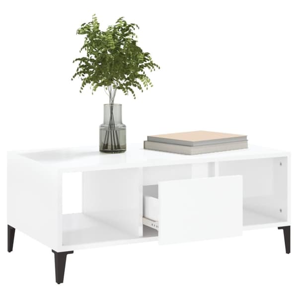 vidaXL Sohvapöytä korkeakiilto valkoinen 90x50x36,5 cm tekninen puu - Kahvipöydät