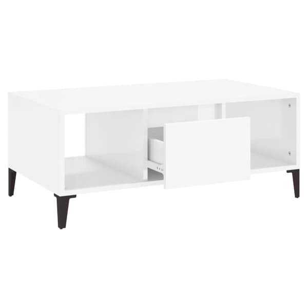 vidaXL Sohvapöytä korkeakiilto valkoinen 90x50x36,5 cm tekninen puu - Kahvipöydät