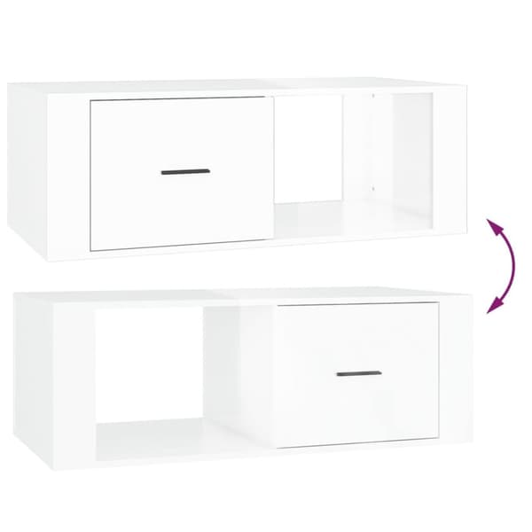 vidaXL Soffbord vit högglans 100x50,5x35 cm konstruerat trä - Soffbord