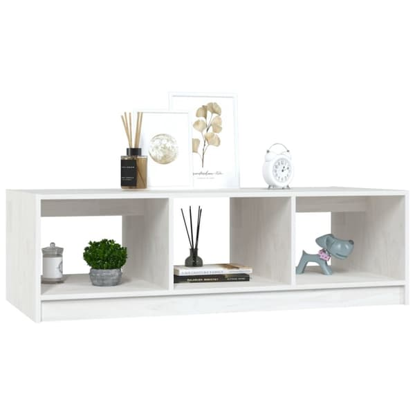 vidaXL Sohvapöytä valkoinen 110x50x34 cm täysi mänty -  Kahvipöydät