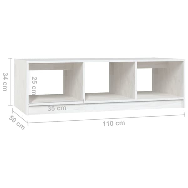 vidaXL Sohvapöytä valkoinen 110x50x34 cm täysi mänty -  Kahvipöydät
