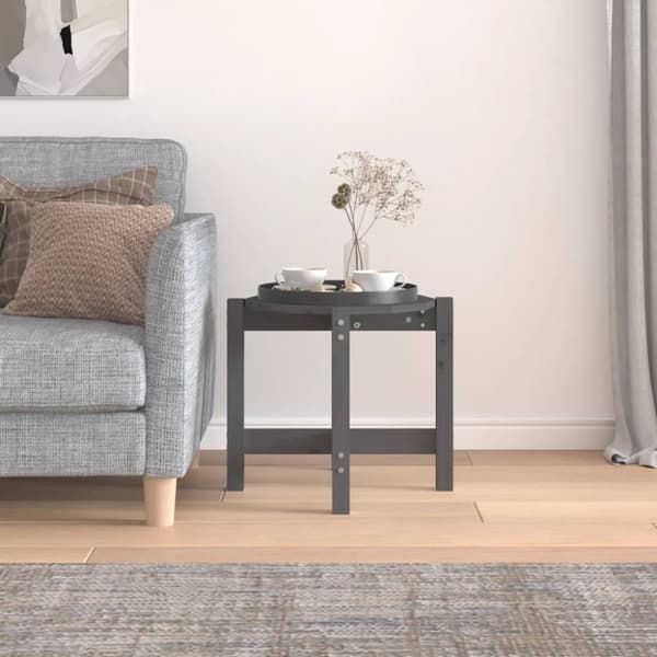 vidaXL Sohvapöytä harmaa Ø 52,5x45 cm täysi mänty -  Kahvipöydät
