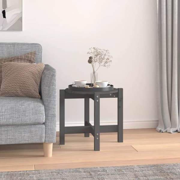 vidaXL Sohvapöytä harmaa Ø 52,5x45 cm täysi mänty -  Kahvipöydät