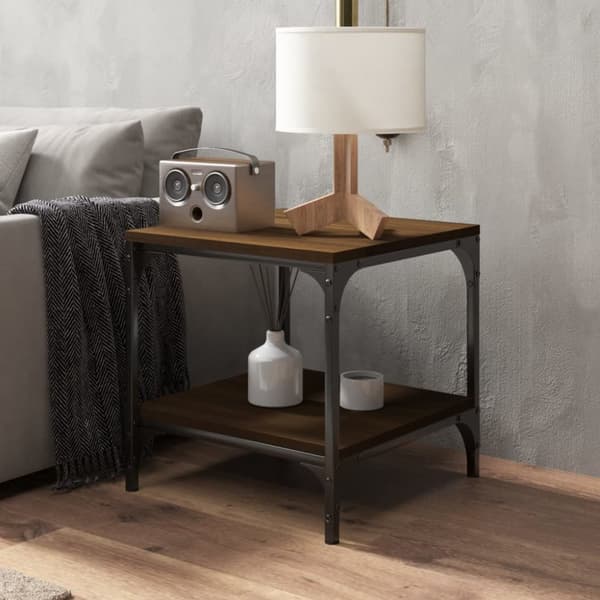 vidaXL sideborde 2 stk. 40x40x40 cm konstrueret træ brun egetræsfarve - Sofaborde