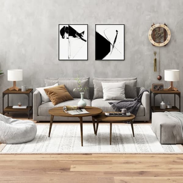 vidaXL sideborde 2 stk. 40x40x40 cm konstrueret træ brun egetræsfarve - Sofaborde